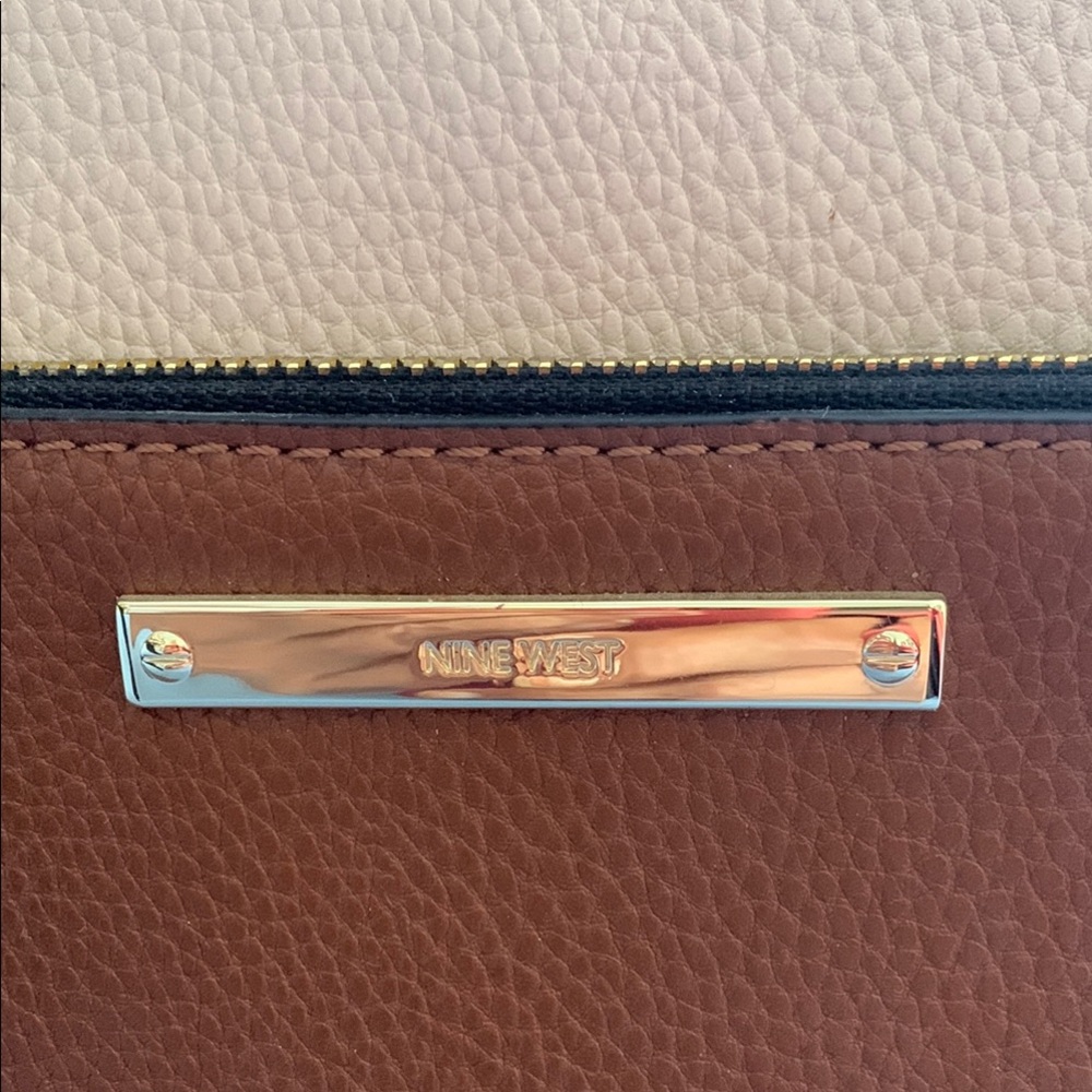 Nine West Black, Cream, and Brown Satchel - Picture 2 of 4